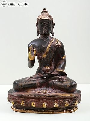 9" Tibetan Buddhist Lord Buddha in Multi Hue In Brass