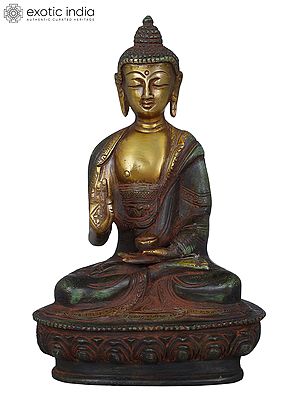 8" Tibetan Buddhist Lord Buddha In Brass | Handmade | Made In India