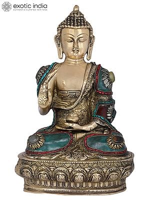 12" Tibetan Buddhist Deity Buddha In Brass | Handmade | Made In India