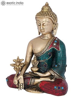 7" Tibetan Buddhist Medicine Buddha In Brass | Handmade | Made In India