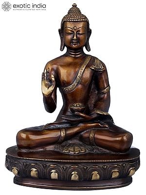 9" Tibetan Buddhist Preaching Buddha In Brass | Handmade | Made In India