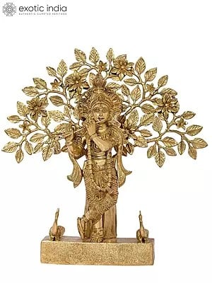 Lord Krishna Idol Playing Flute | Sri Krishna Brass Sculpture