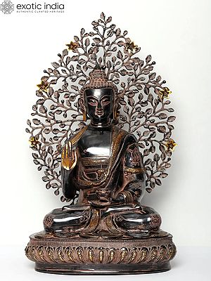 20" Superfine Shakyamuni Buddha Idol Preaching His Dharma with Bodhi Tree as Backdrop