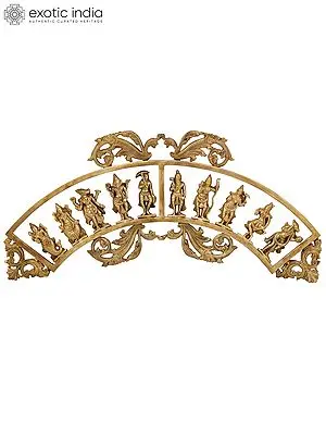 25" Semicircular Vishnu Dashavatara Wall Hanging (Hoysala Art) | South India Bronze Statue