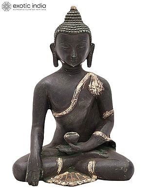 8" Tibetan Buddhist Bhumisparsha Buddha in Brass | Handmade | Made In India