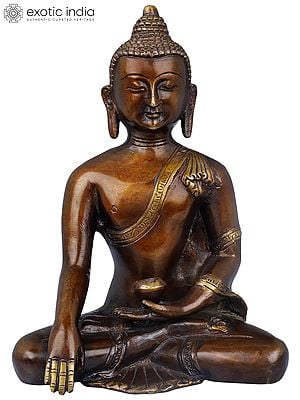 8" Tibetan Buddhist Bhumisparsha Buddha in Brass | Handmade | Made In India