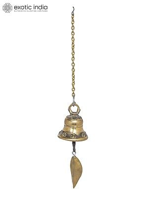 5" Bell with Leaf (Nepalese) In Brass | Handmade | Made In India