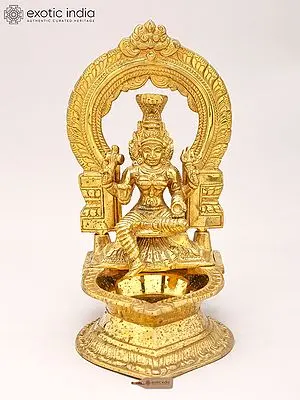 5" Goddess Mariamman Lamp from South India In Brass | Handmade | Made In India