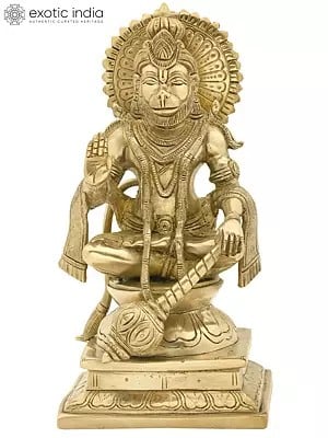 10" Lord Hanuman Blessing in a Yogic Posture In Brass | Handmade | Made In India