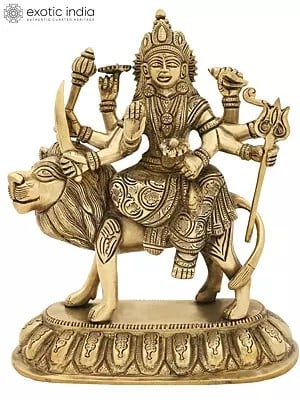8" Goddess Durga (Sherawali Maa) In Brass | Handmade | Made In India