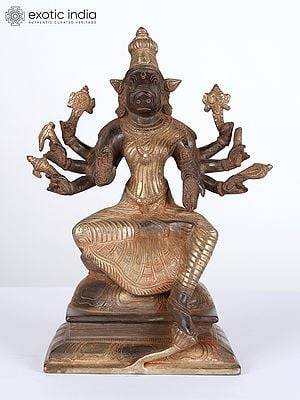 9" Eight Armed Goddess Varahi In Brass | Handmade | Made In India