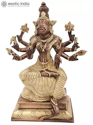 9" Eight Armed Goddess Varahi In Brass | Handmade | Made In India