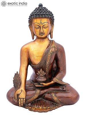 12" The Medicine Buddha In Brass | Handmade | Made In India