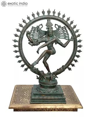 22" Lord Shiva as Nataraja in Cosmic Dance Mudra in Brass | Handmade | Made In India