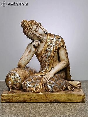 24" Thinking Buddha -Tibetan Buddhist Deity | Handmade | Marble Buddha Statue | Buddha For Home Decor