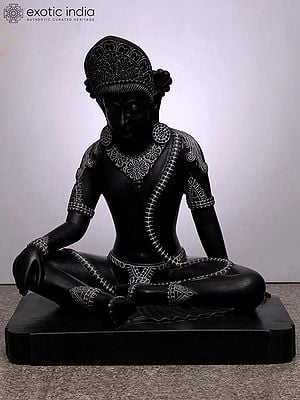 26" Tibetan Buddhist Maitreya Buddha | Handmade | Black Marble Buddha Statue | Buddha Idol