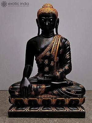 36" Large Lord Buddha in Bhumi-Sparsha Mudra | White Marble Buddha Statue | Handmade | Buddha Marble Statue | Lord Buddha Statue | Seated Meditation Statue