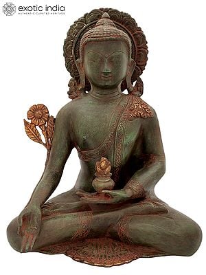 12" Tibetan Buddhist Healing Buddha | Medicine Buddha | Brass Statue | Handmade | Made In India