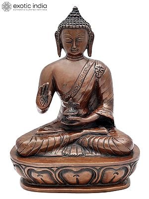 9.5" Tibetan Buddhist Healing Buddha | Medicine Buddha | Brass Statue | Handmade | Made In India