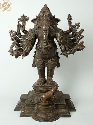 23" Bhagawan Rakshak Ganesha  | Handmade | Madhuchista Vidhana (Lost-Wax) | Panchaloha Bronze from Swamimalai