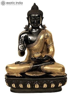 21" Gautam Buddha Preaching His Dharma | Handmade Brass Buddha Statue