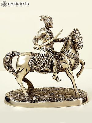 9" Chhatrapati Shivaji Maharaj on Horse | Brass Chhatrapati Shivaji Maharaj | Chhatrapati Shivaji Maharaj Statue | Handmade | Made In India