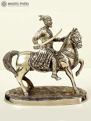 9" Chhatrapati Shivaji Maharaj on Horse | Brass Chhatrapati Shivaji Maharaj Statue | Handmade | Made In India