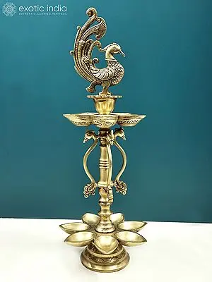 20" Two (2) Layer of Peacock Lamp with 12 Wicks | Handmade