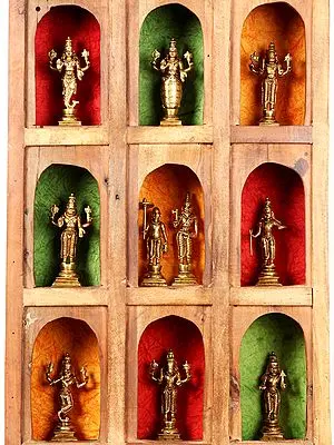 6" Vishnu Dashavatar -Ten Incarnation of Lord Vishnu (Without Frame) | Handmade