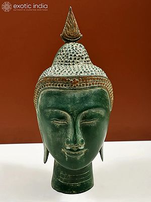 12" Lord Buddha Head In Brass