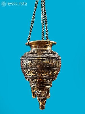 9" Dripping Nandi Vase for Milk to Abhishek Shiva Linga in Brass | Handmade