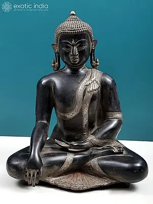 15" Gautam Buddha in Bhumisparsha Mudra | Handmade Brass Statue