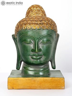 8" Lord Buddha Head Brass Statue | Indian Handcrafted Idol