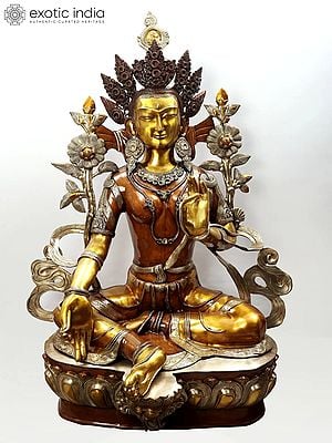 61" Superfine Large Tibetan Buddhist Goddess Green Tara In Brass | Handmade