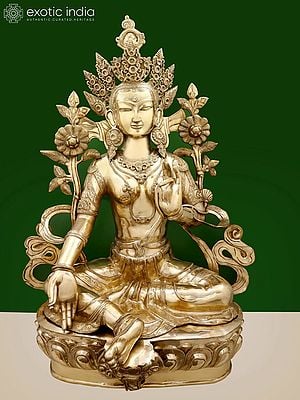 61" Superfine Large Tibetan Buddhist Goddess Green Tara In Brass | Handmade