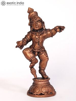 5" Small Copper Dancing Krishna | Copper Statue