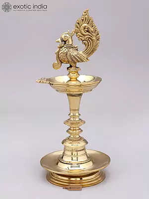 12" Brass Peacock Lamp | Fine Quality