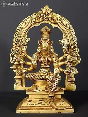 11" Eight Armed Goddess Varahi Seated On Kirtimukha Prabhawali Throne