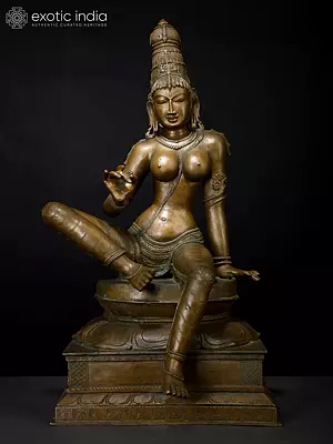 28" Devi Uma (Bhoga Shakti) | Handmade | Madhuchista Vidhana (Lost-Wax) | Panchaloha Bronze from Swamimalai
