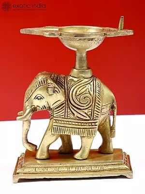6" Brass Decorative Elephant Diya | Handmade