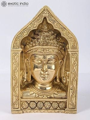 9" Brass Buddha Face with Frame