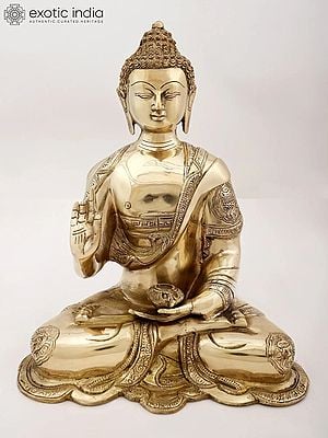 13" Brass Buddha in The Vitarka Mudra