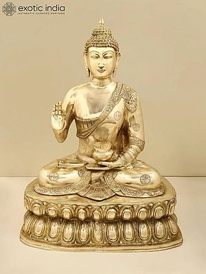 29" Brass Large Buddha Statue in Vitarka Mudra | Handmade