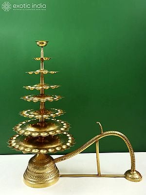 33" Large Brass Handheld Aarti Lamp