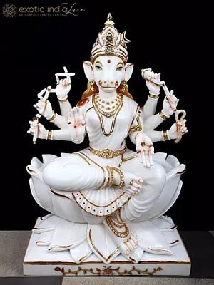 36" Large Superfine Goddess Varahi In White Marble