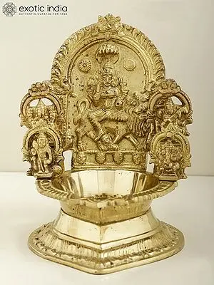 7" Brass Pratyangira Devi (Atharvana Bhadrakali) Puja Lamp