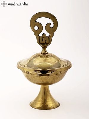 9" Brass Tamil Om Oil Lamp