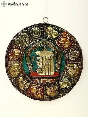 12 Astrology Symbol Brass Wall Hanging with Inlay