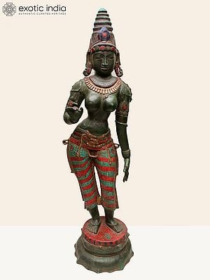 Shivakamasundari- Parvati as the Beloved of Shiva, Large Statue with Inlay work