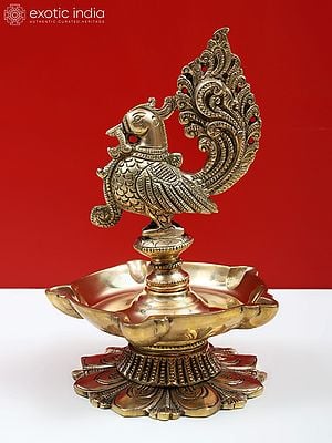 7" Brass Peacock Diya